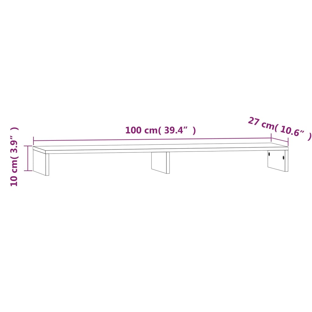 vidaXL Support pour moniteur 100x27x10 cm Bois de pin solide