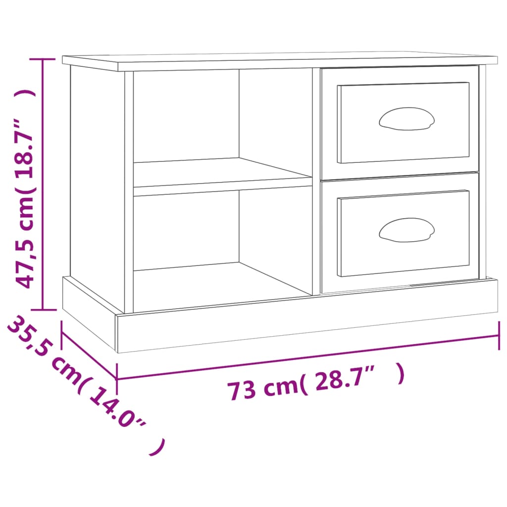 vidaXL Meuble TV gris béton 73x35,5x47,5 cm bois d'ingénierie