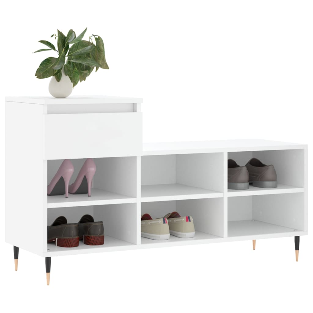 vidaXL Armoire à chaussures Blanc 102x36x60 cm Bois d'ingénierie