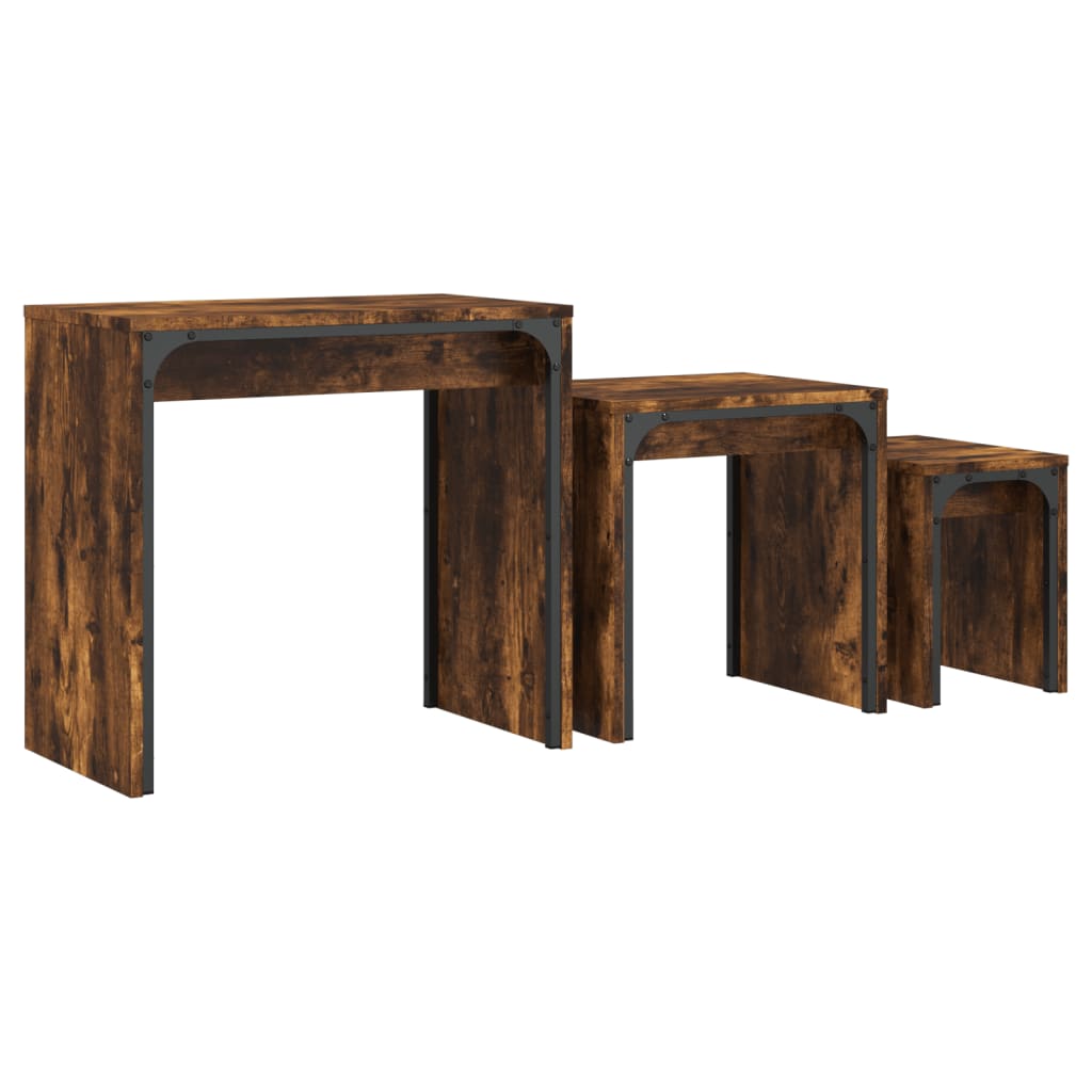 vidaXL Tables basses gigognes 3 pcs chêne fumé bois d'ingénierie