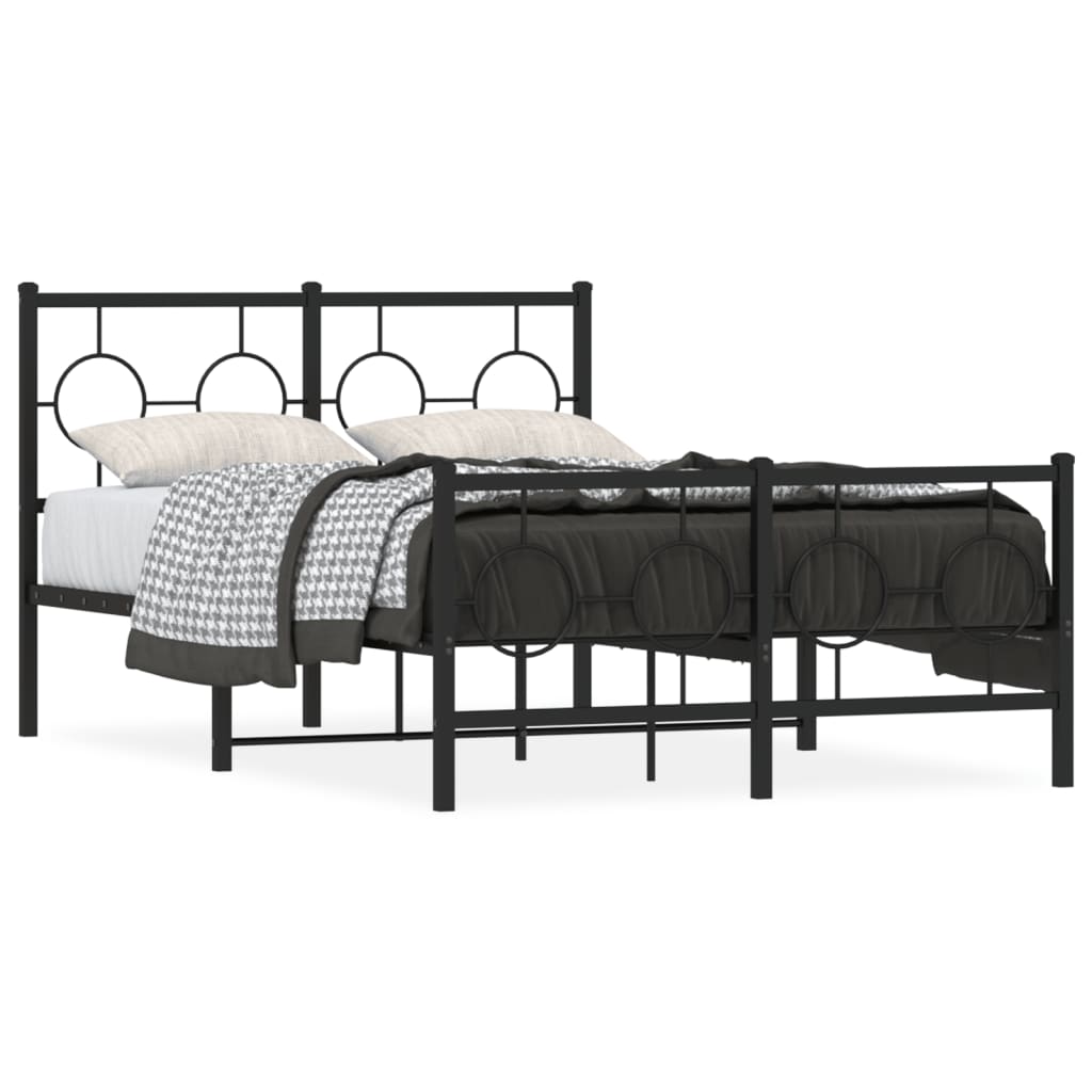 vidaXL Cadre de lit métal sans matelas avec pied de lit noir 120x190cm