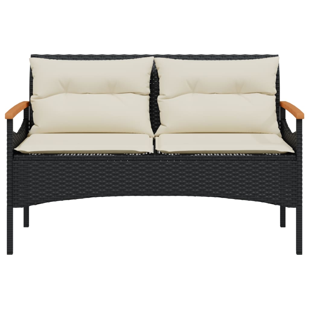 vidaXL Salon de jardin 4 pcs avec coussins noir résine tressée