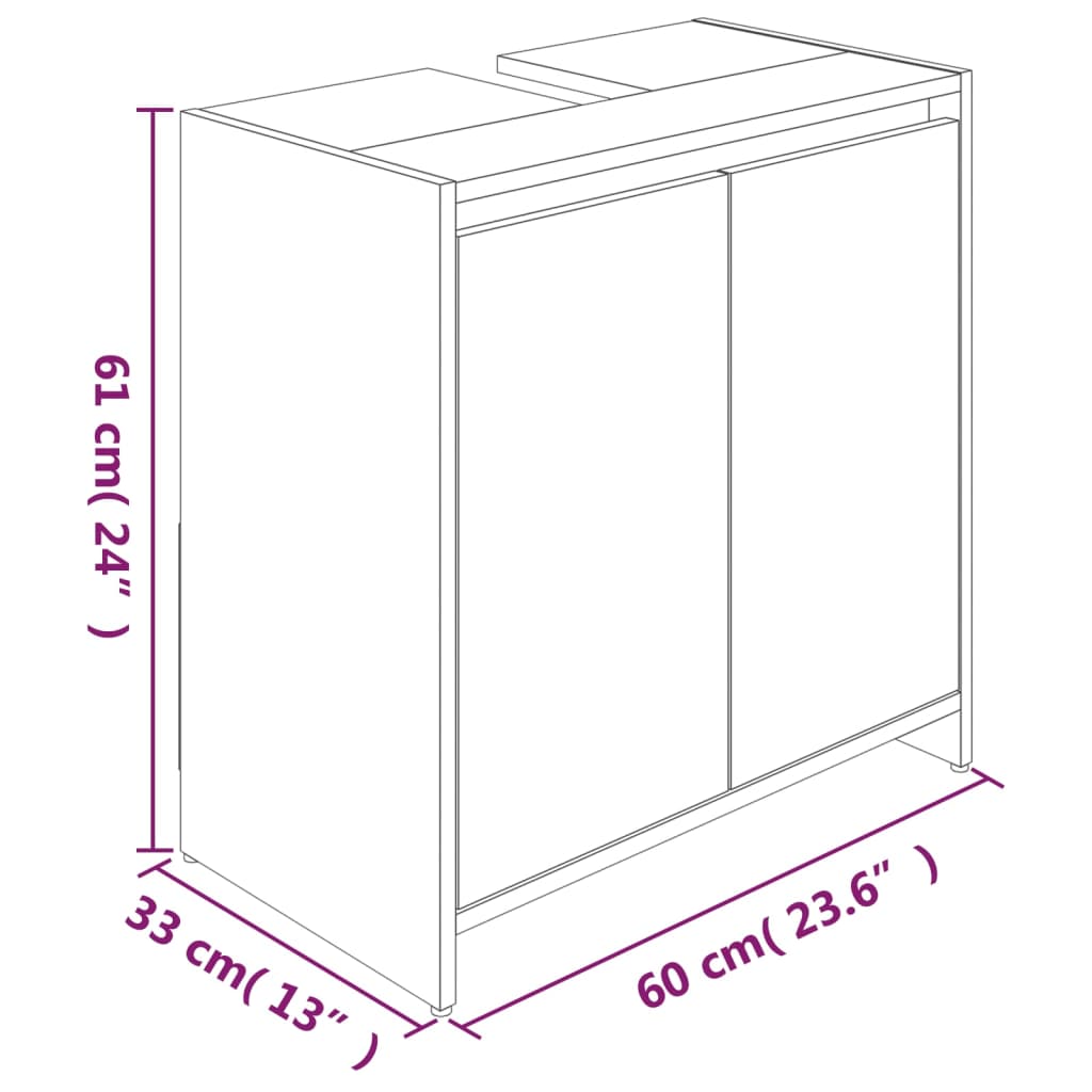 vidaXL Armoire de bain Sonoma gris 60x33x61 cm Bois d'ingénierie