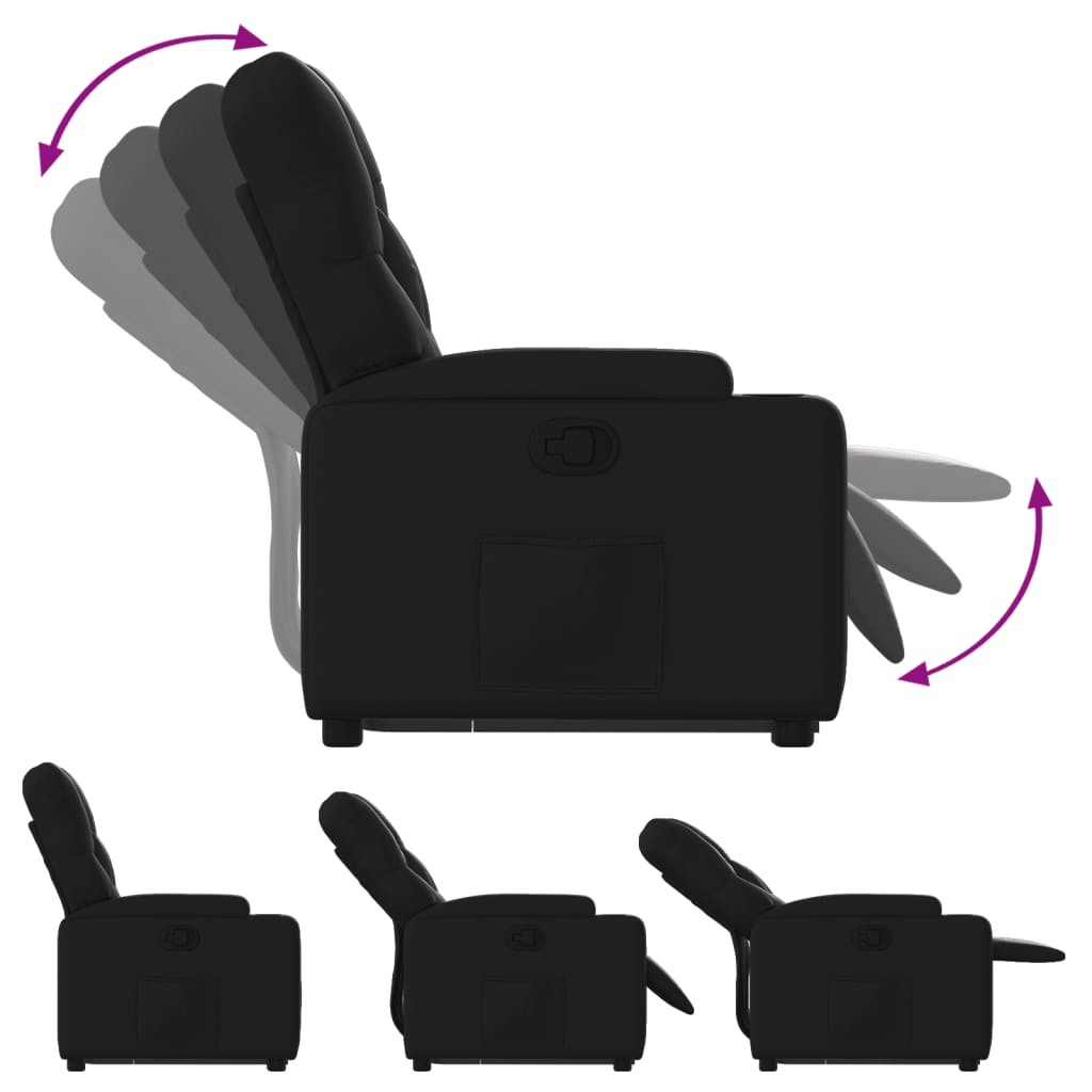 vidaXL Fauteuil inclinable Noir Similicuir