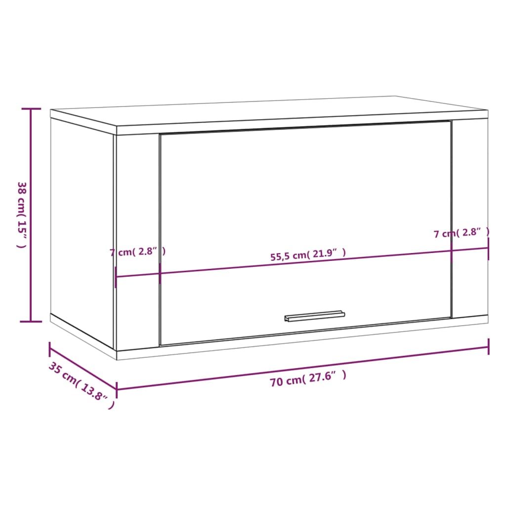 vidaXL Armoire à chaussures murale Sonoma gris 70x35x38 cm Bois de Pin