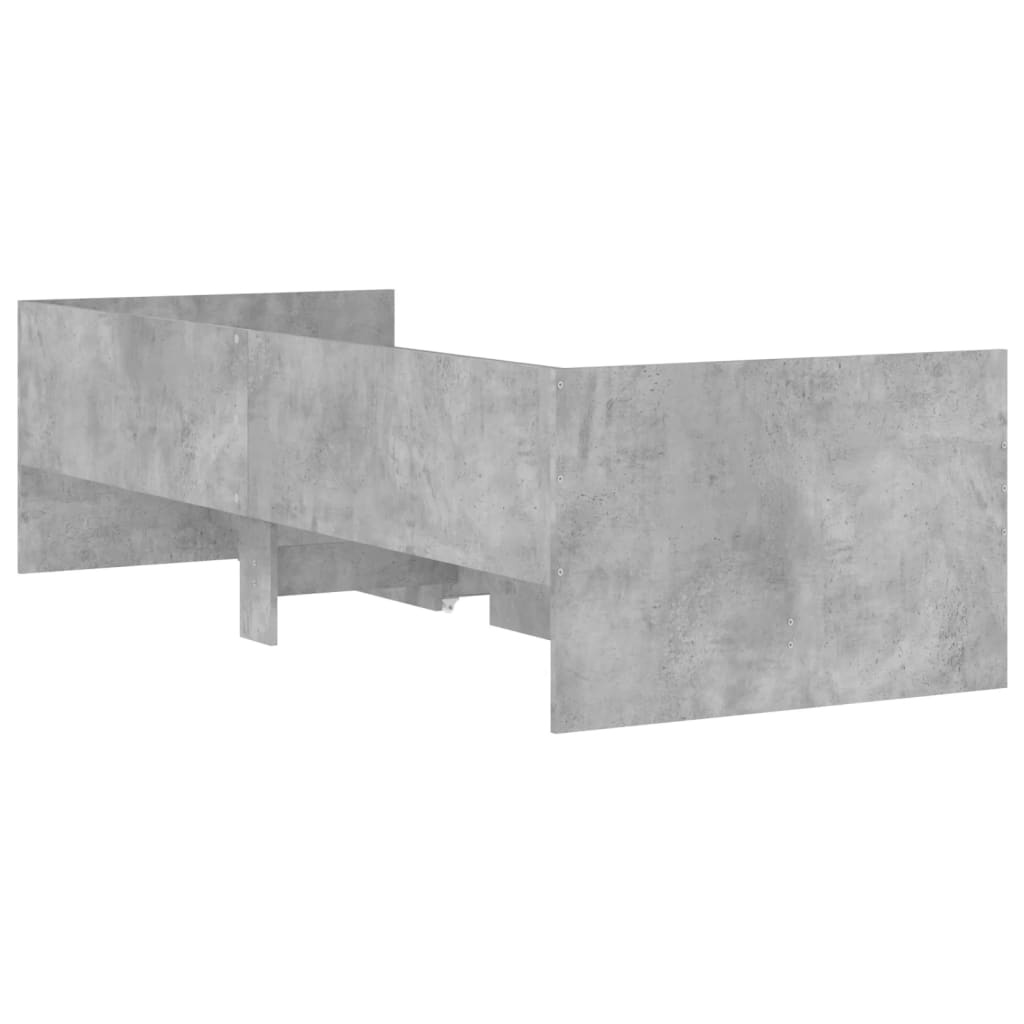 vidaXL Cadre de lit avec tiroirs sans matelas gris béton 90x200 cm