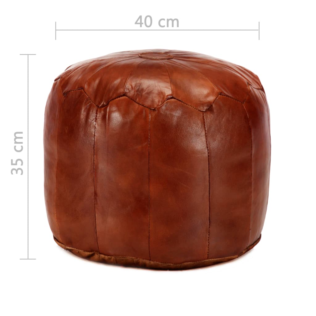 vidaXL Pouf 40 x 35 cm Brun roux Cuir véritable de chèvre