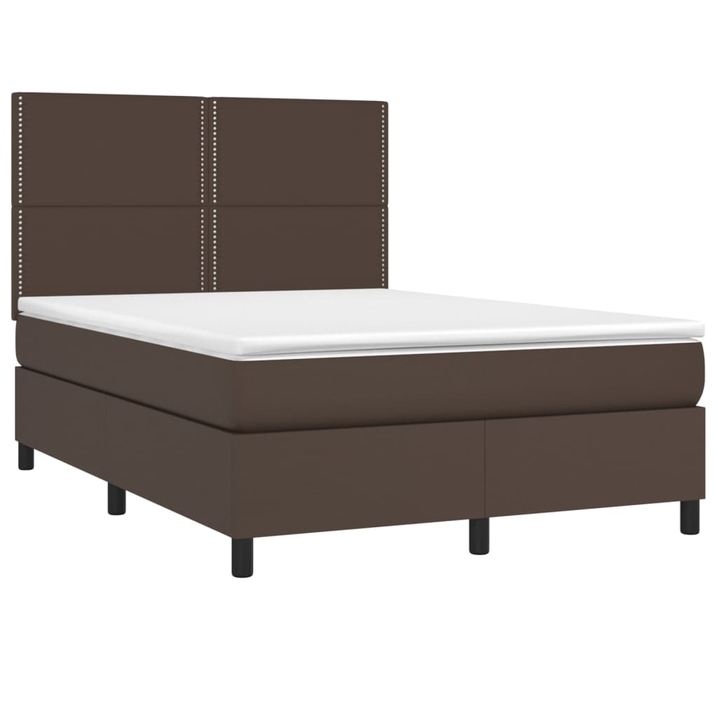 vidaXL Sommier à lattes de lit avec matelas et LED Marron 140x200 cm