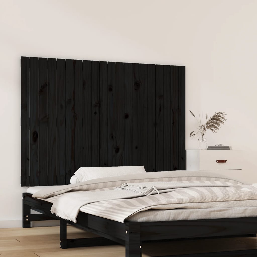 vidaXL Tête de lit murale Noir 127,5x3x90 cm Bois massif de pin