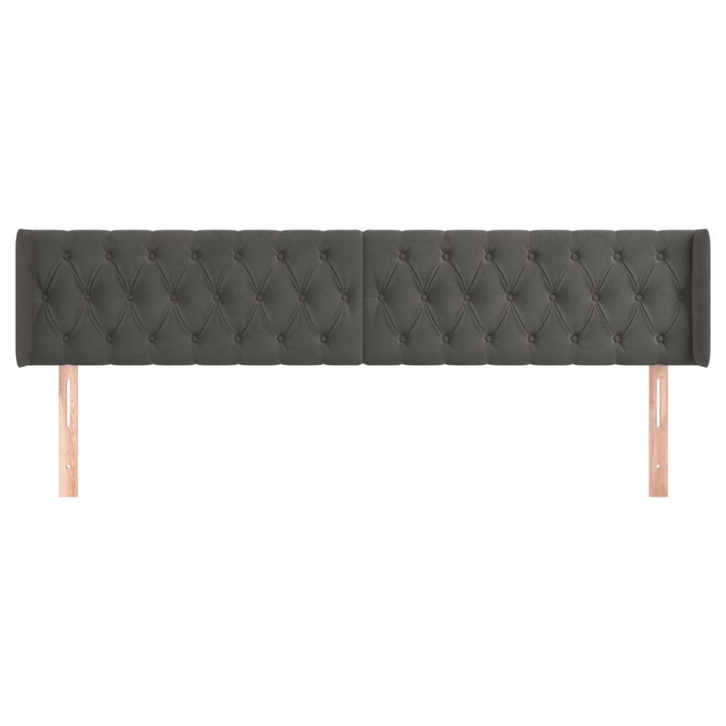 vidaXL Tête de lit avec oreilles Gris foncé 203x16x78/88 cm Velours