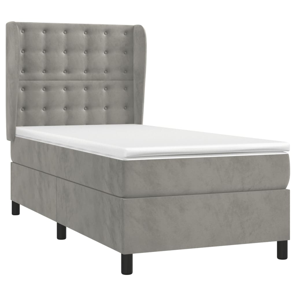 vidaXL Sommier à lattes de lit et matelas Gris clair 80x200 cm Velours