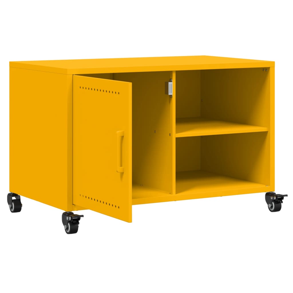 vidaXL Meuble TV jaune moutarde 68x39x43,5 cm acier