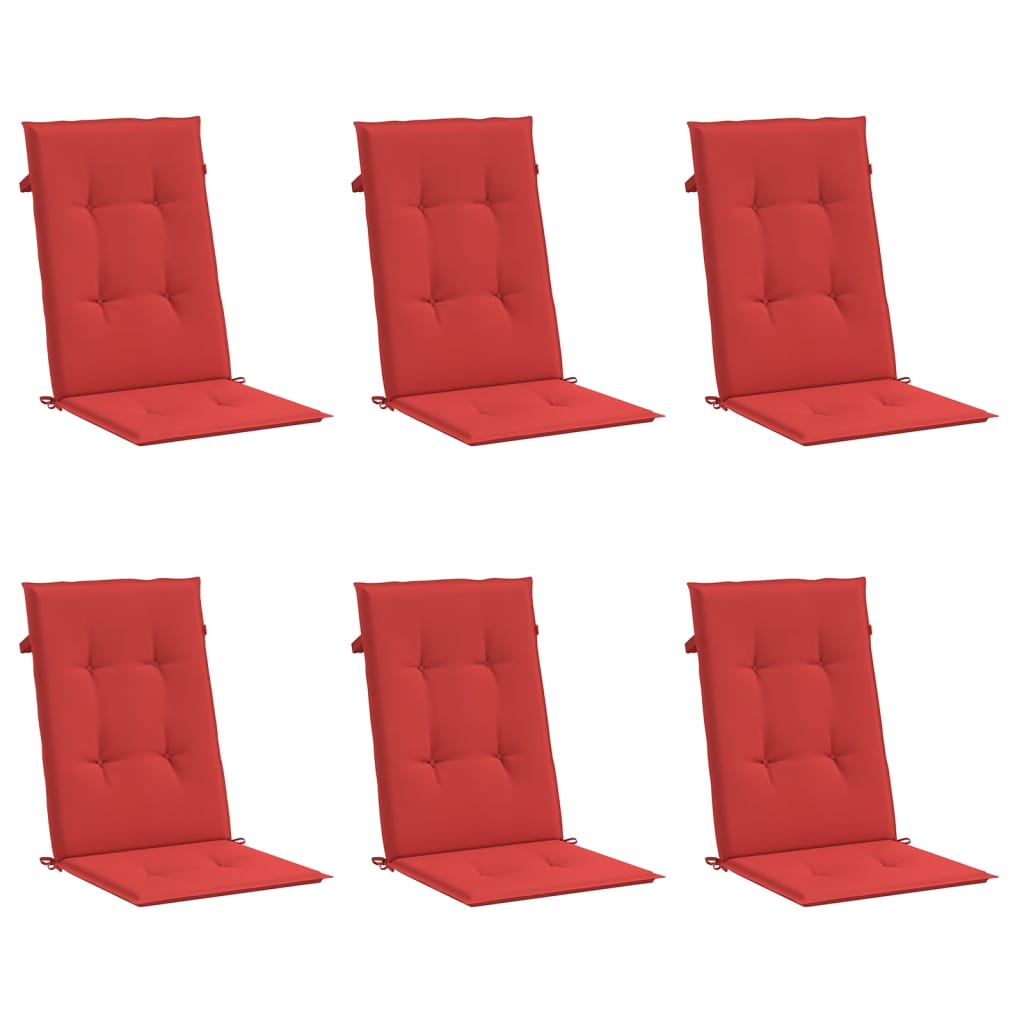 vidaXL Coussins de chaise de jardin dossier haut lot de 6 rouge tissu