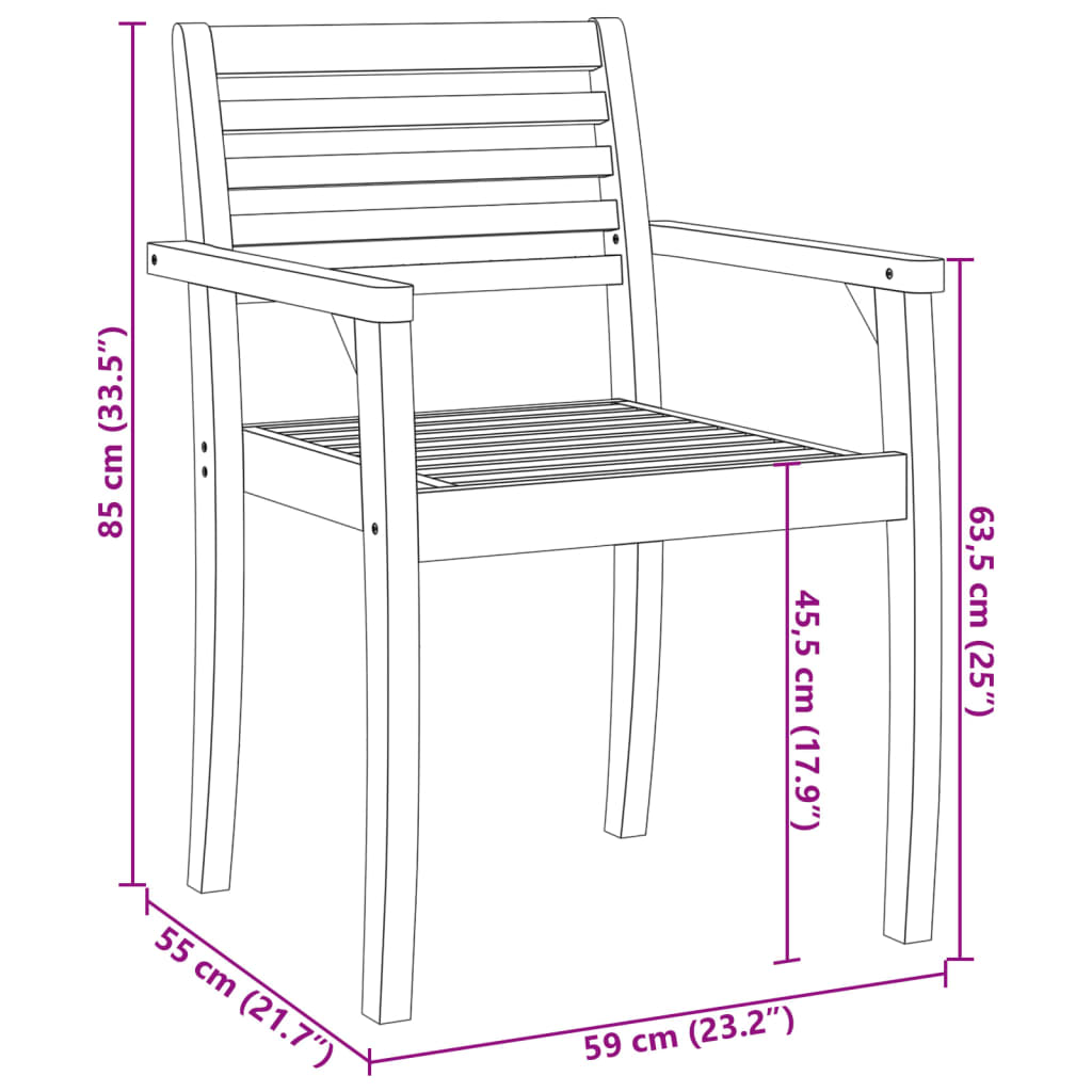 vidaXL Chaises de jardin lot de 6 59x55x85 bois massif d'acacia