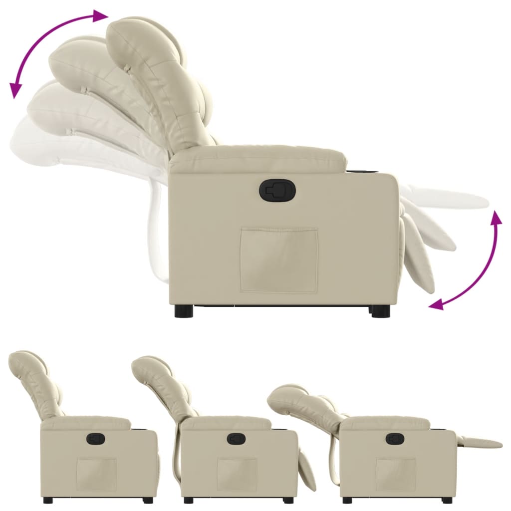 vidaXL Fauteuil inclinable Crème Similicuir