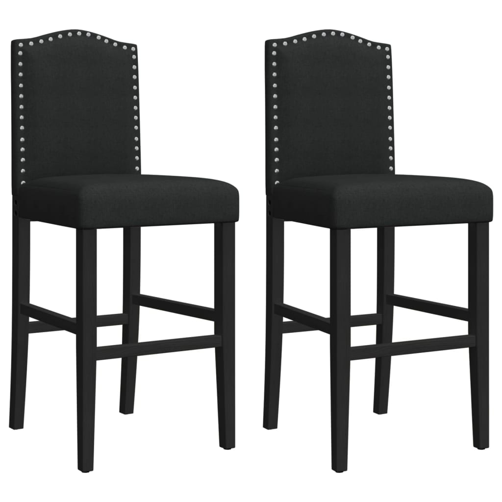 vidaXL Chaises de bar lot de 2 bois massif d'hévéa et tissu