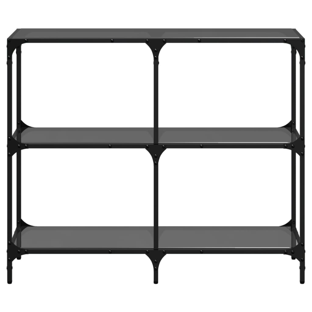 vidaXL Table console avec dessus en verre noir 98x30x81 cm acier