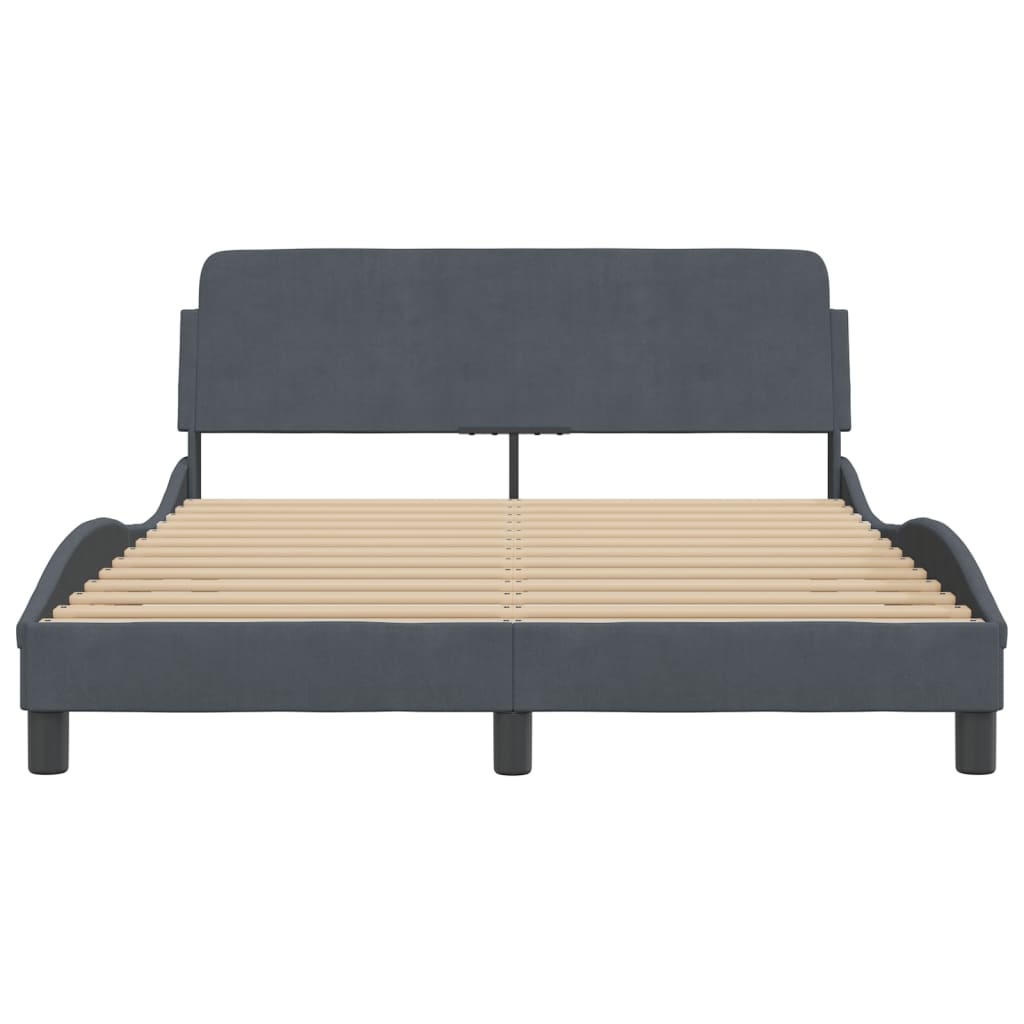 vidaXL Cadre de lit sans matelas gris foncé 140x200 cm velours