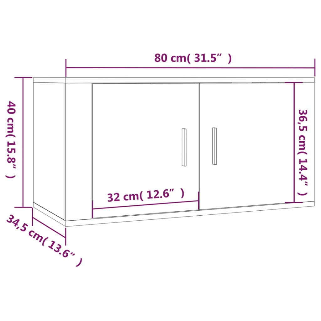 vidaXL Meubles TV muraux 2 pcs chêne marron 80x34,5x40 cm