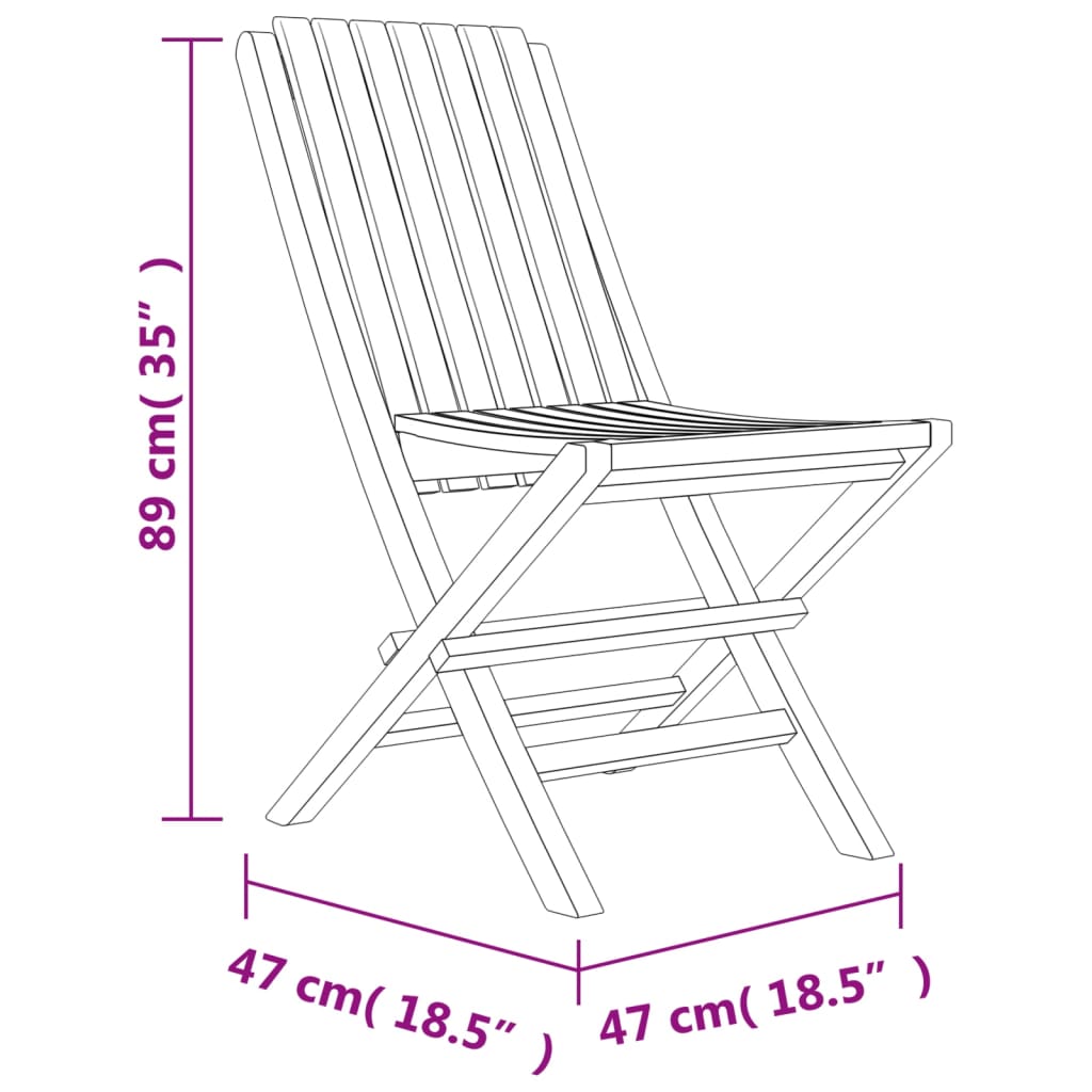 vidaXL Chaises de jardin pliantes lot de 8 47x47x89cm bois massif teck