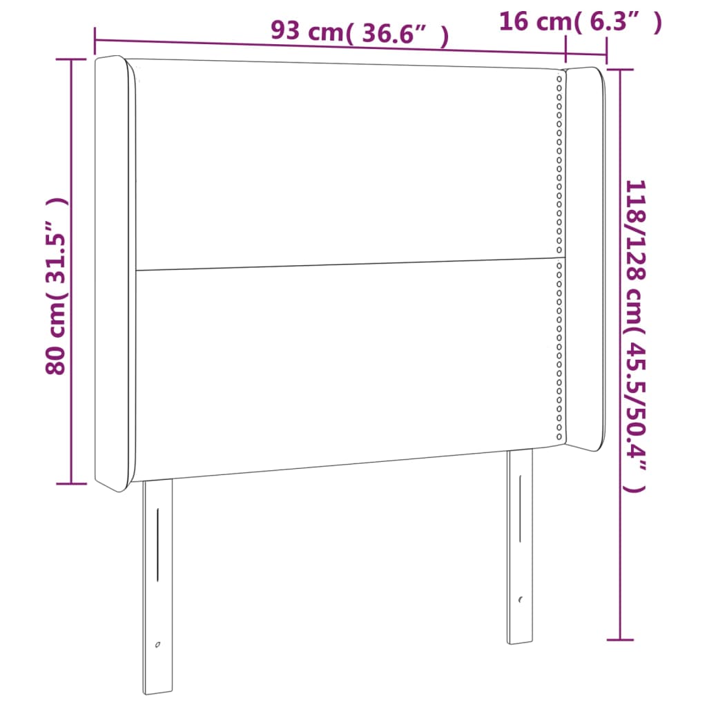 vidaXL Tête de lit avec oreilles Gris 93x16x118/128 cm Similicuir