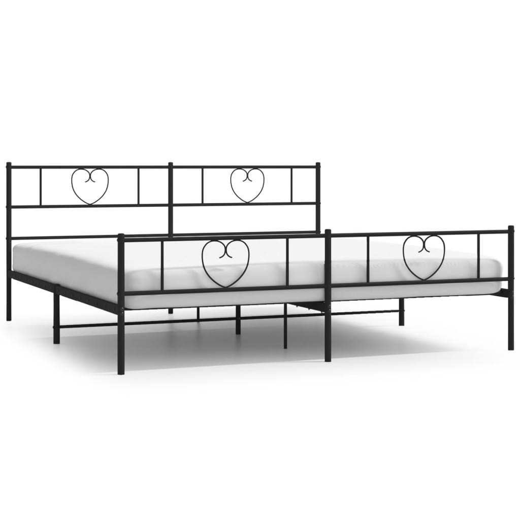 vidaXL Cadre de lit métal sans matelas avec pied de lit noir 183x213cm