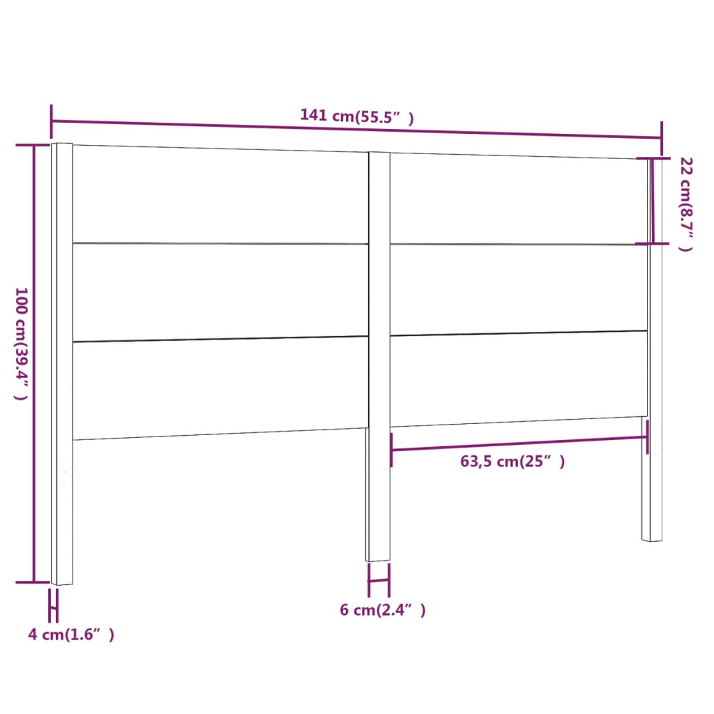 vidaXL Tête de lit Blanc 141x4x100 cm Bois massif de pin