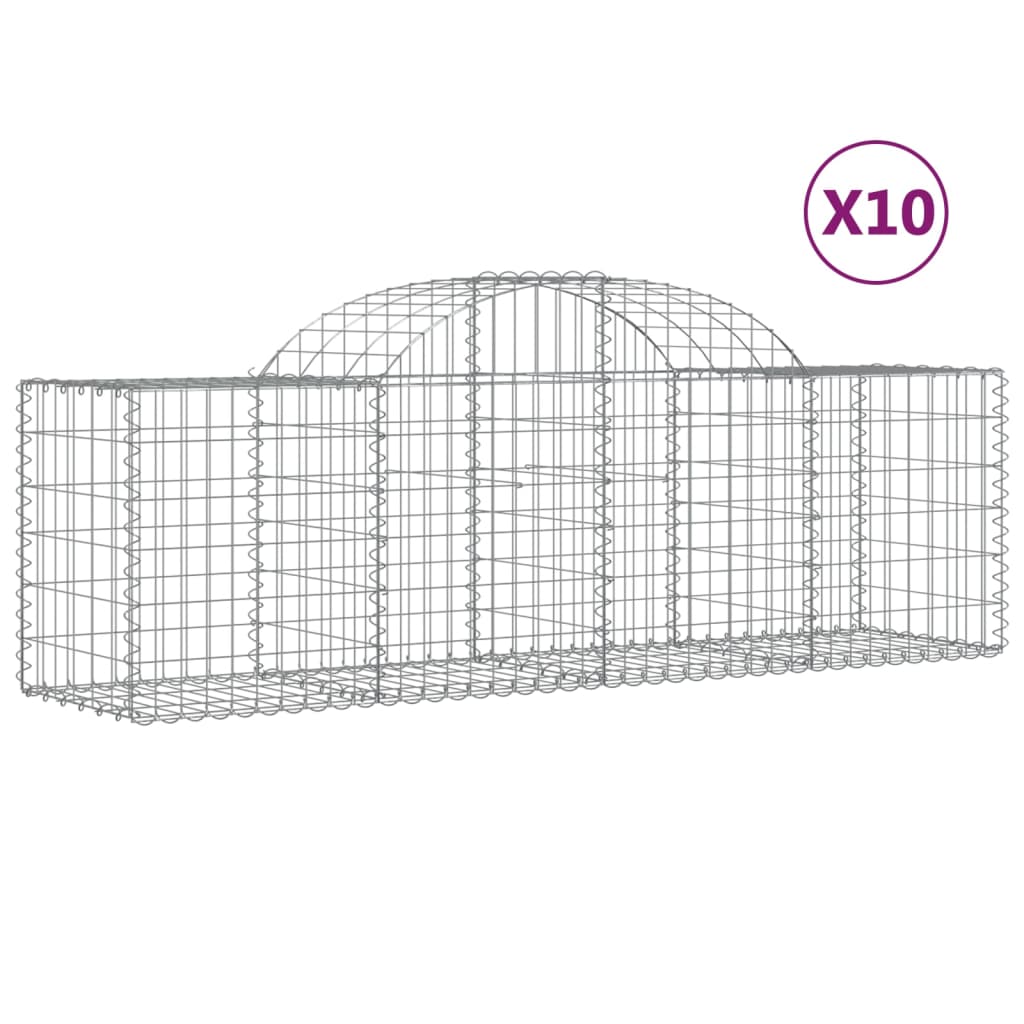 vidaXL Paniers à gabions arqués 10 pcs 200x50x60/80 cm Fer galvanisé