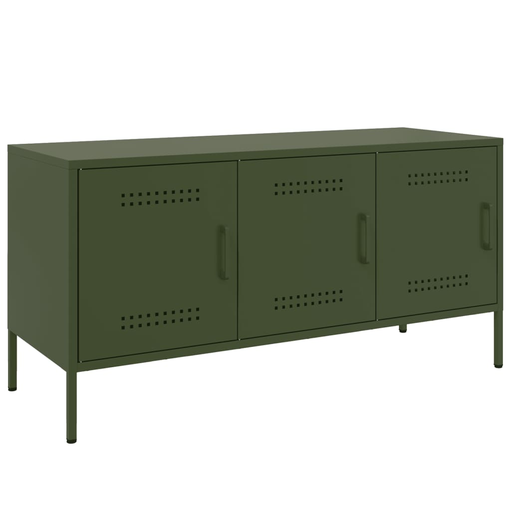 vidaXL Meuble TV vert olive 100,5x39x50,5 cm acier