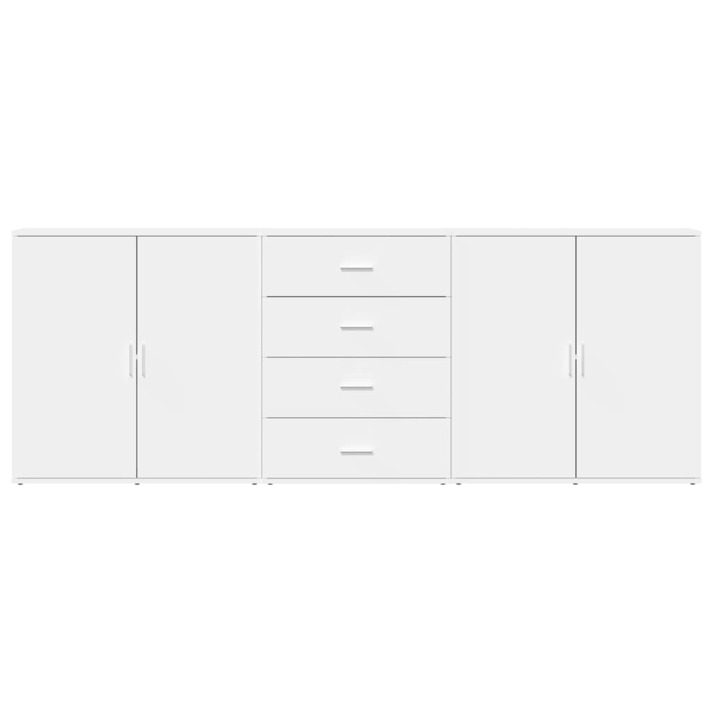 vidaXL Buffets 3 pcs Blanc Bois d'ingénierie