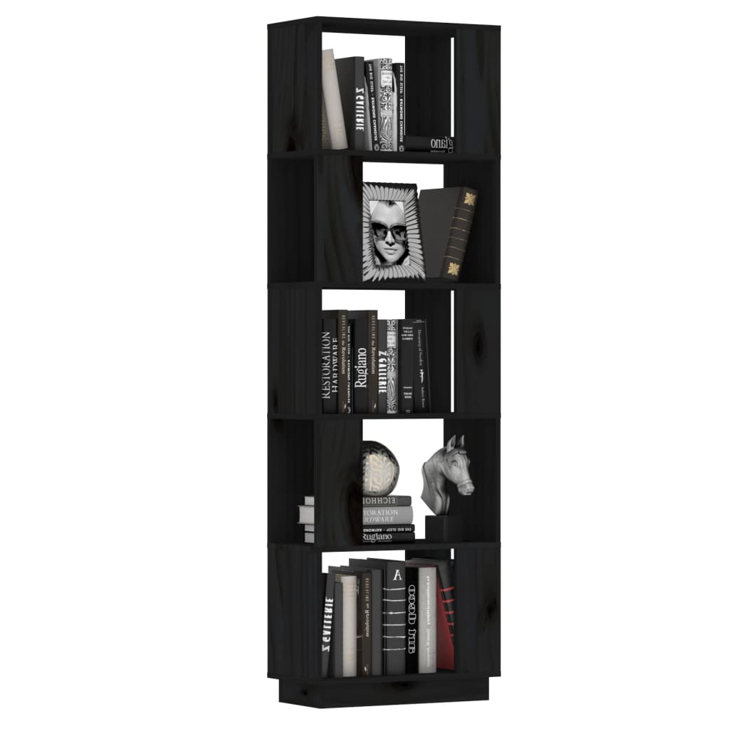 vidaXL Bibliothèque/Séparateur de pièce Noir 51x25x163,5 cm Pin solide