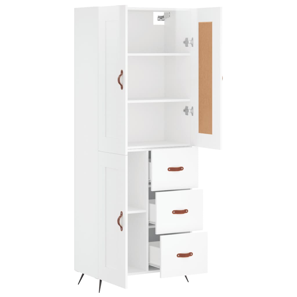 vidaXL Buffet haut Blanc brillant 69,5x34x180 cm Bois d'ingénierie