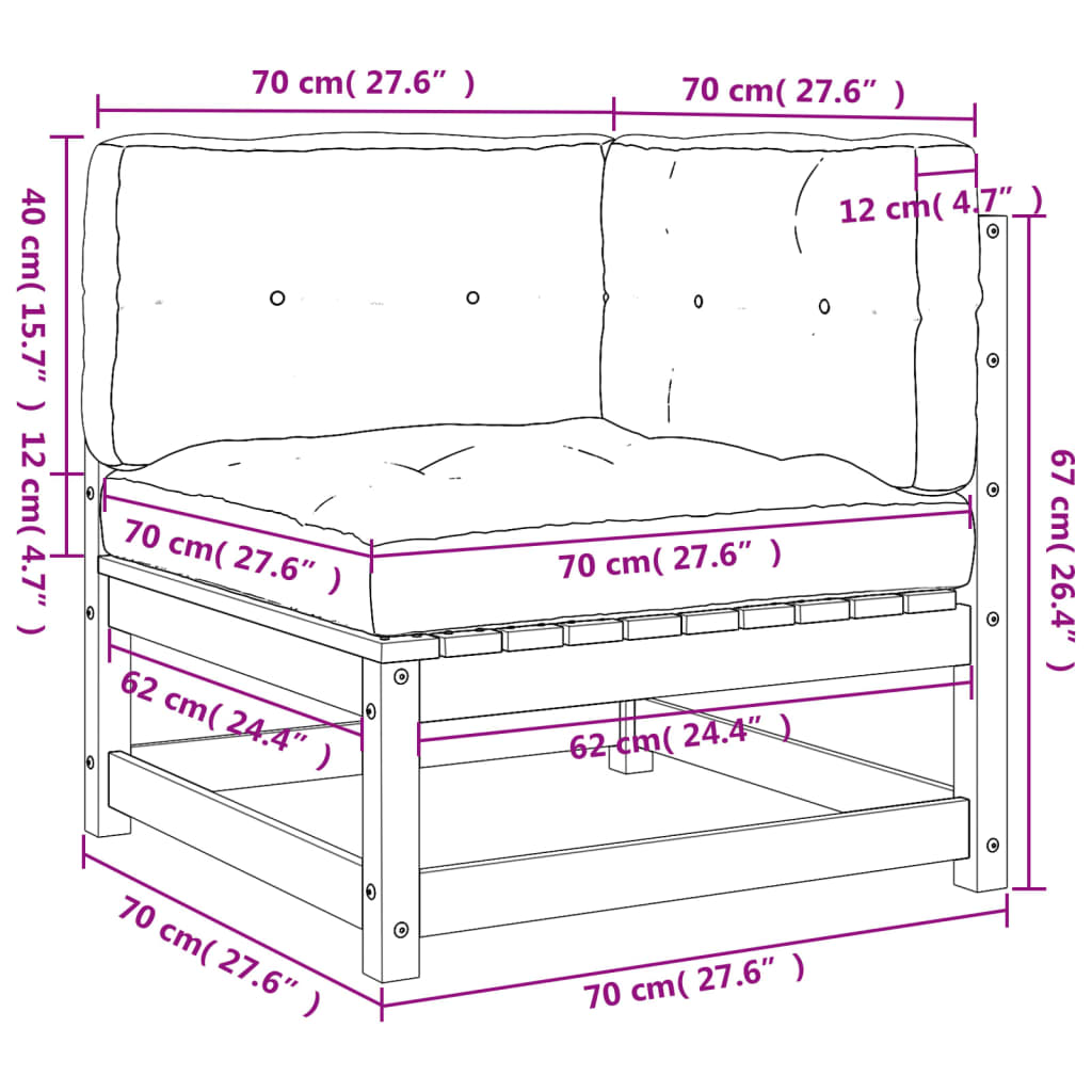 vidaXL Canapés d'angle de jardin avec coussins 2 pcs bois pin imprégné