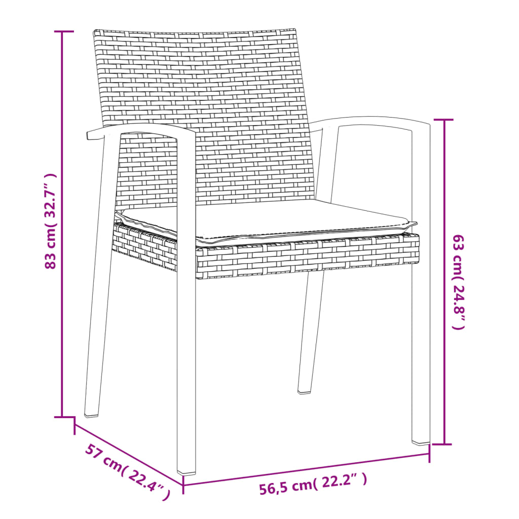 vidaXL Ensemble à manger de jardin 7 pcs coussins résine tressée acier