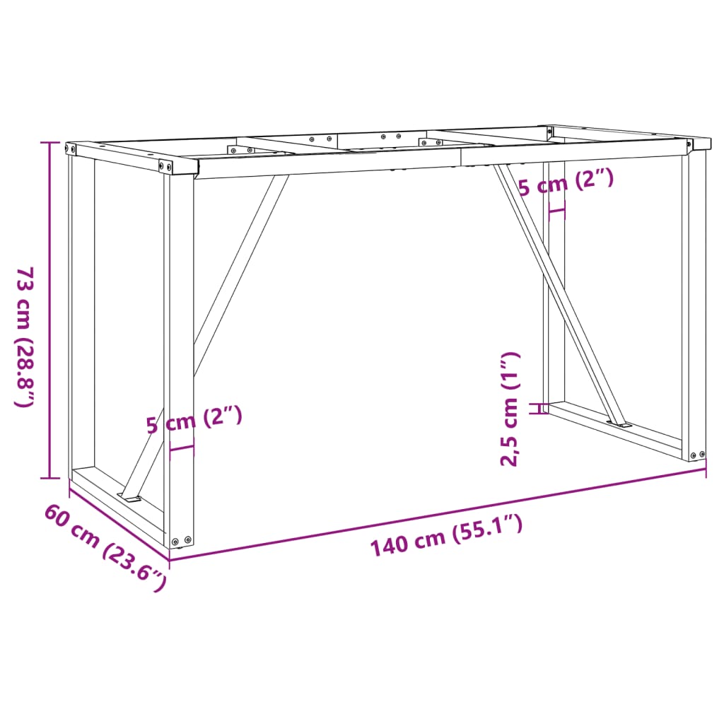 vidaXL Pieds de table à manger cadre en O 140x60x73 cm fonte