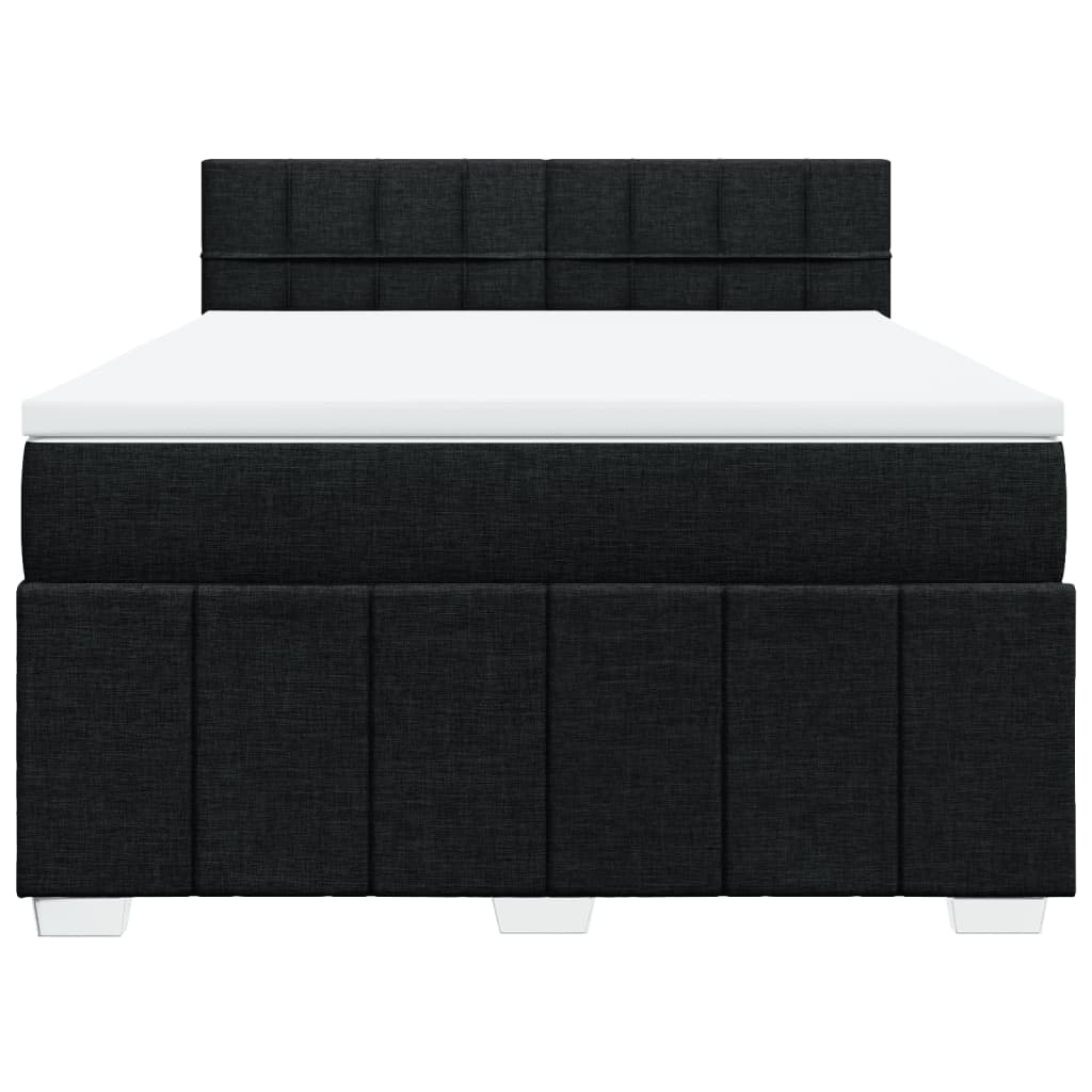 vidaXL Sommier à lattes de lit avec matelas Noir 140x200 cm Tissu