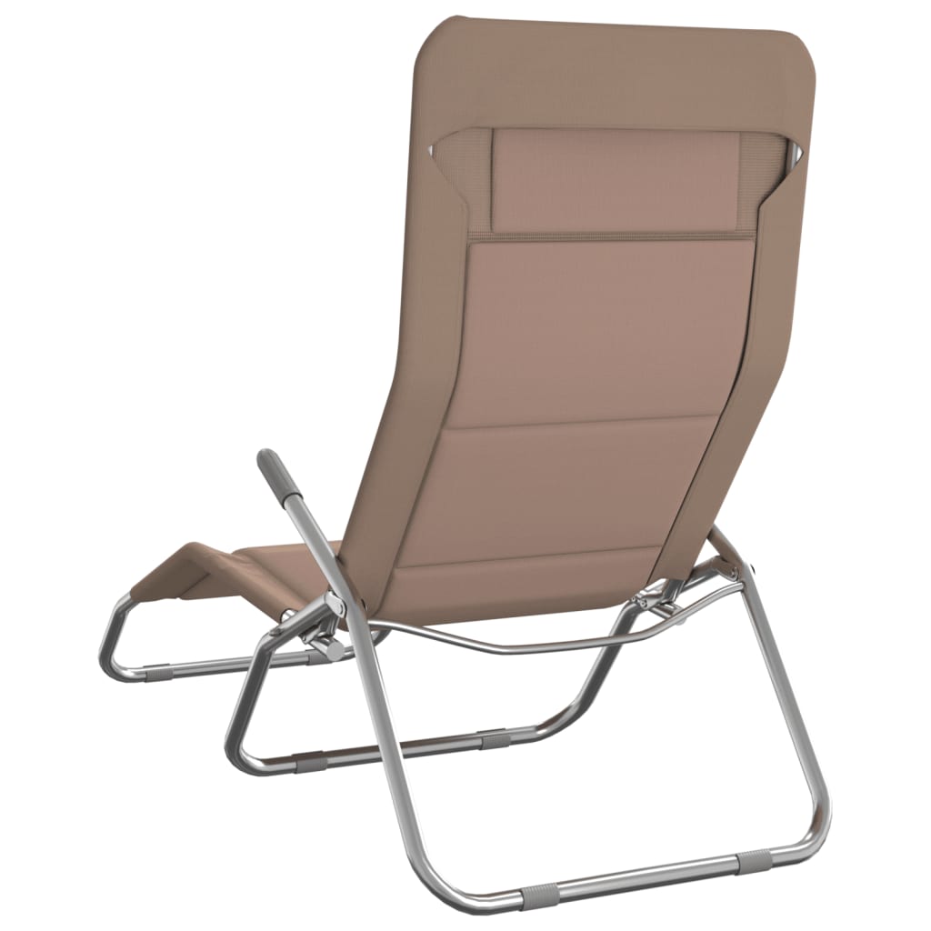 vidaXL Chaises longues pliables lot de 2 taupe textilène et acier