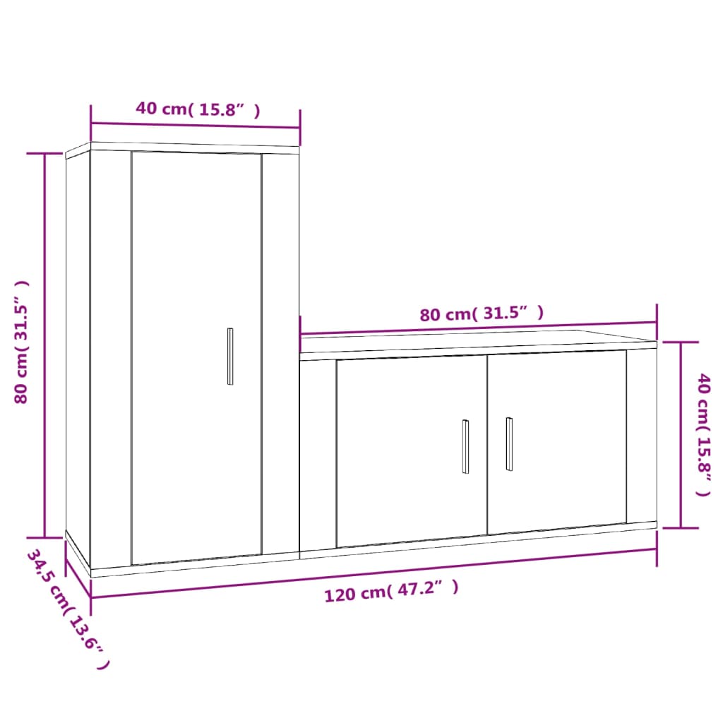 vidaXL Ensemble de meubles TV 2 pcs blanc brillant bois d'ingénierie