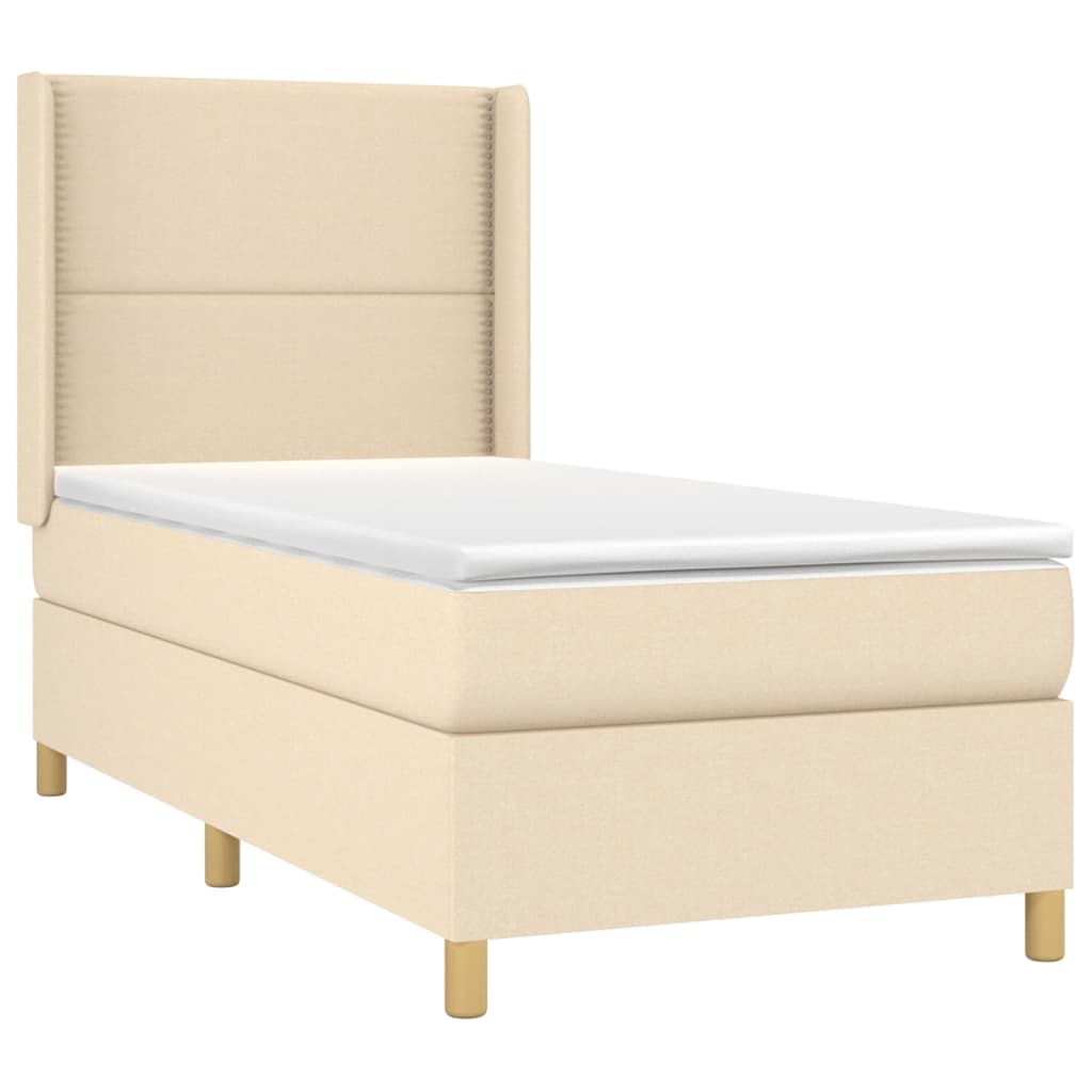 vidaXL Sommier à lattes de lit avec matelas Crème 100x200 cm Tissu