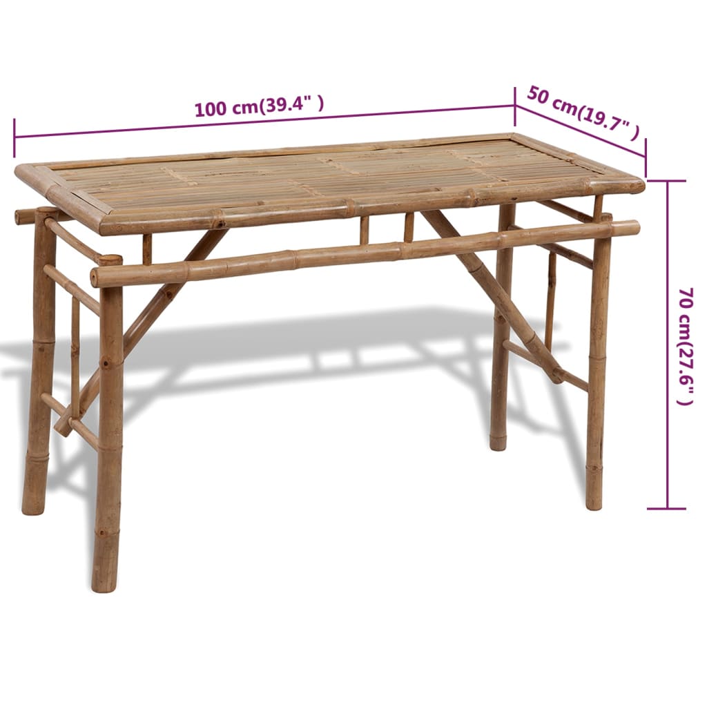 vidaXL Table de brasserie avec 2 bancs 100 cm Bambou