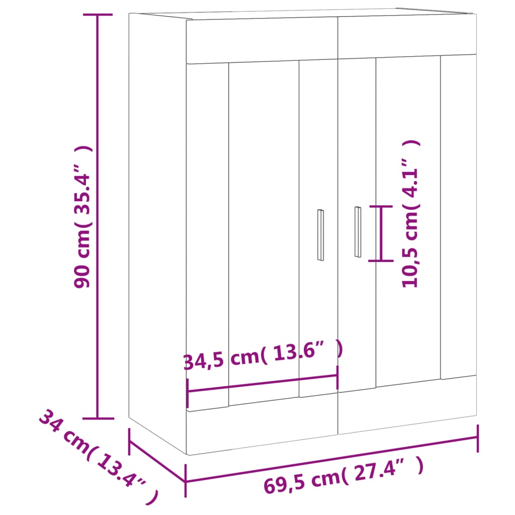 vidaXL Armoire murale blanc 69,5x34x90 cm