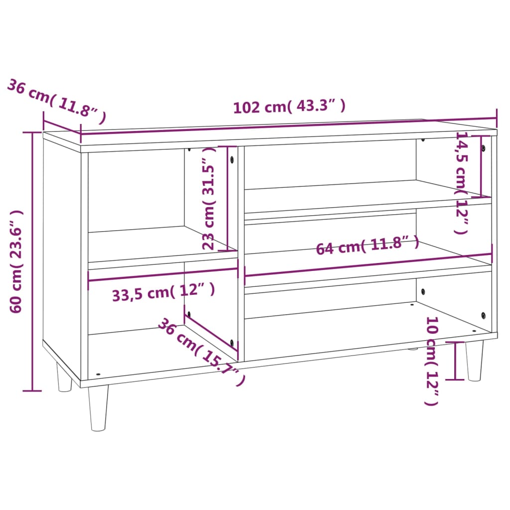 vidaXL Armoire à chaussures Blanc 102x36x60 cm Bois d'ingénierie