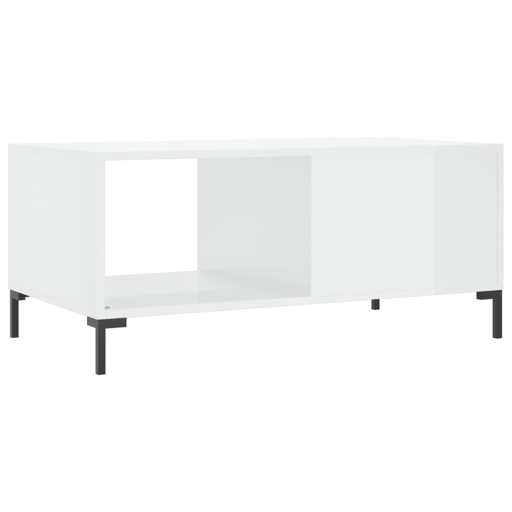 vidaXL Table basse Blanc brillant 90x50x40 cm Bois d'ingénierie