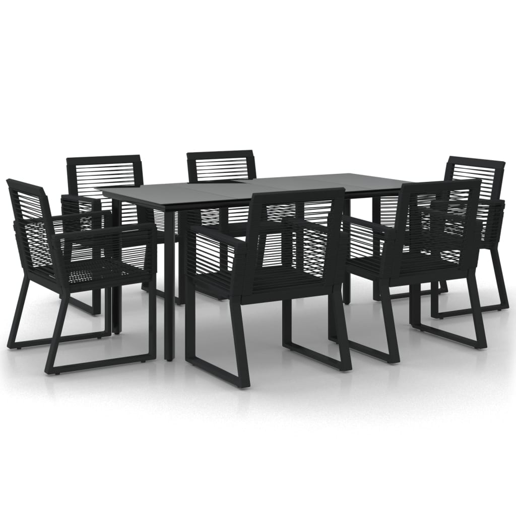 vidaXL Ensemble à manger de jardin 7 pcs Noir Rotin PVC