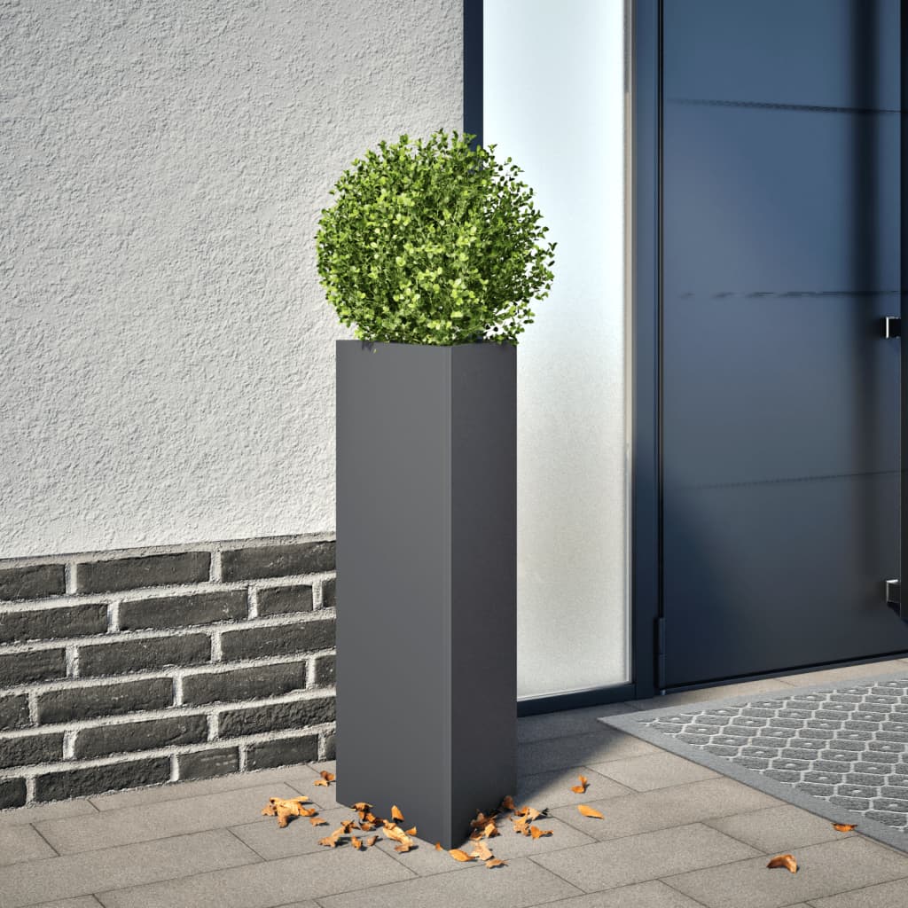 vidaXL Jardinière anthracite triangulaire 30x26x75 cm acier