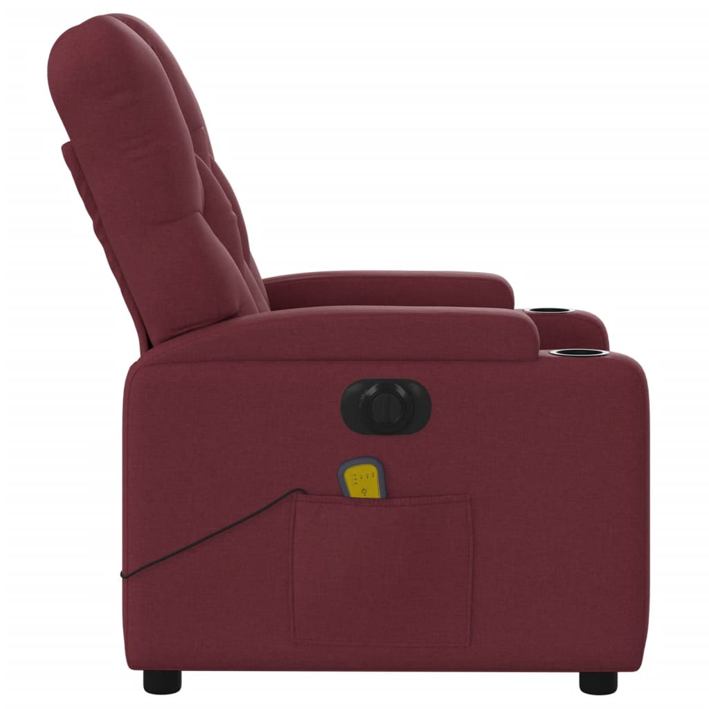 vidaXL Fauteuil de massage inclinable électrique Rouge bordeaux Tissu