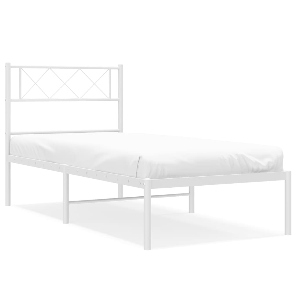 vidaXL Cadre de lit métal sans matelas et tête de lit blanc 100x190 cm