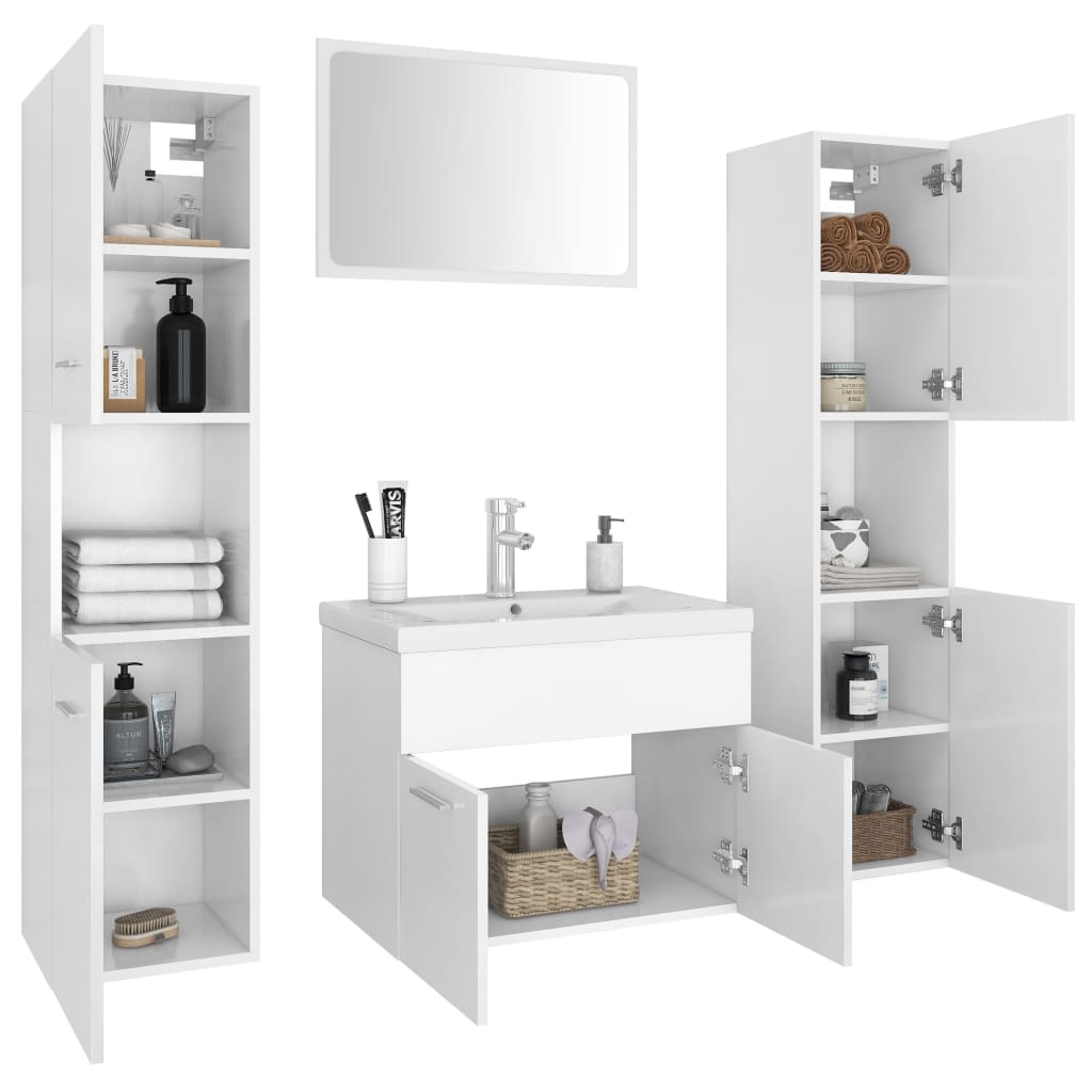 vidaXL Ensemble de meubles de salle de bain Blanc Aggloméré