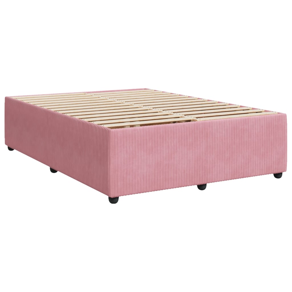 vidaXL Sommier à lattes de lit avec matelas Rose 140x200 cm Velours