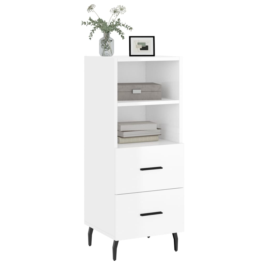 vidaXL Buffet Blanc brillant 34,5x34x90 cm Bois d'ingénierie